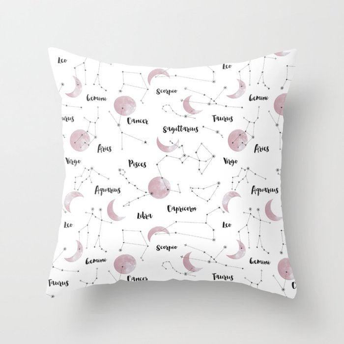 Pink Moon and Constellations Throw Pillow Gallery Image 1