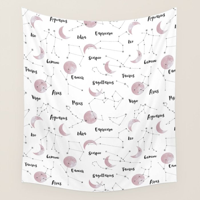 Pink Moon and Constellations Wall Tapestry Gallery Image 4