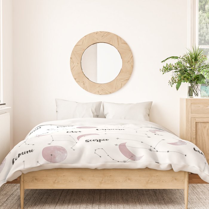 Pink Moon and Constellations Duvet Cover Gallery Image 3