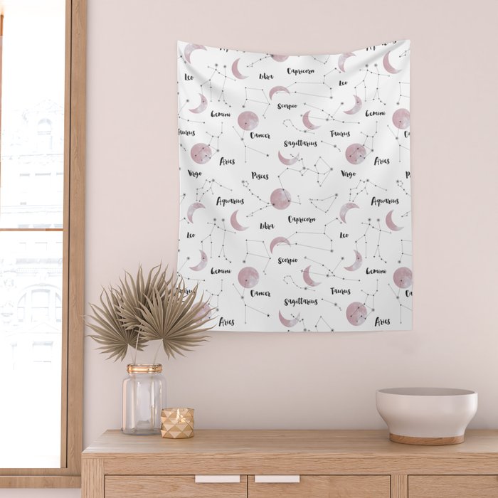 Pink Moon and Constellations Wall Tapestry Gallery Image 2