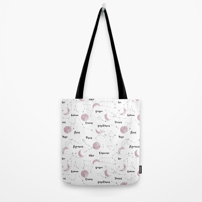Pink Moon and Constellations Tote Bag Gallery Image 2