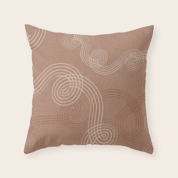 calming essentials loops Mocha Mousse Throw Pillow Gallery Image 6