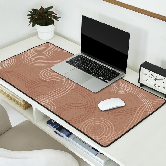 calming essentials loops Mocha Mousse Desk Mat Gallery Image 2