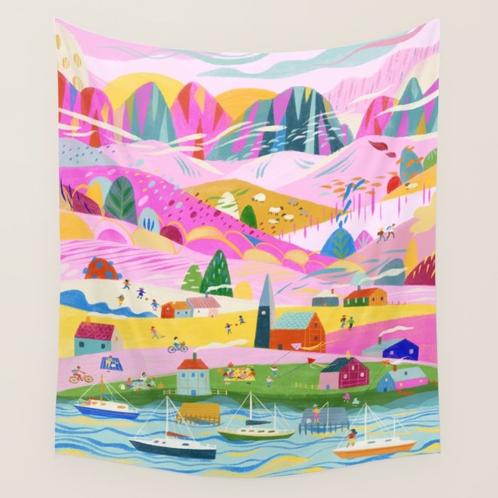 Pink Mountain Wall Tapestry Gallery Image 4