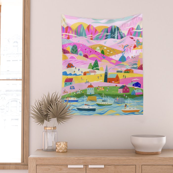 Pink Mountain Wall Tapestry Gallery Image 2