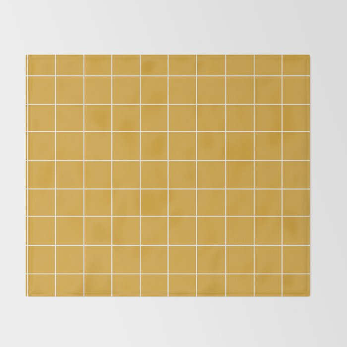 Grid (Mustard Yellow) Throw Blanket Gallery Image 2