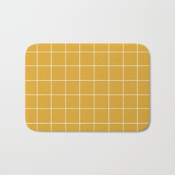 Grid (Mustard Yellow) Bath Mat Gallery Image 1