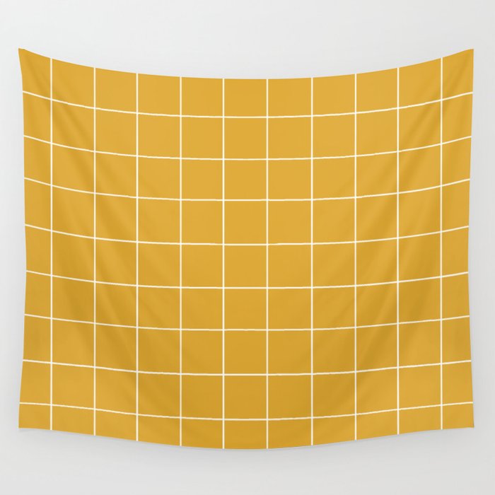 Grid (Mustard Yellow) Wall Tapestry Gallery Image 1