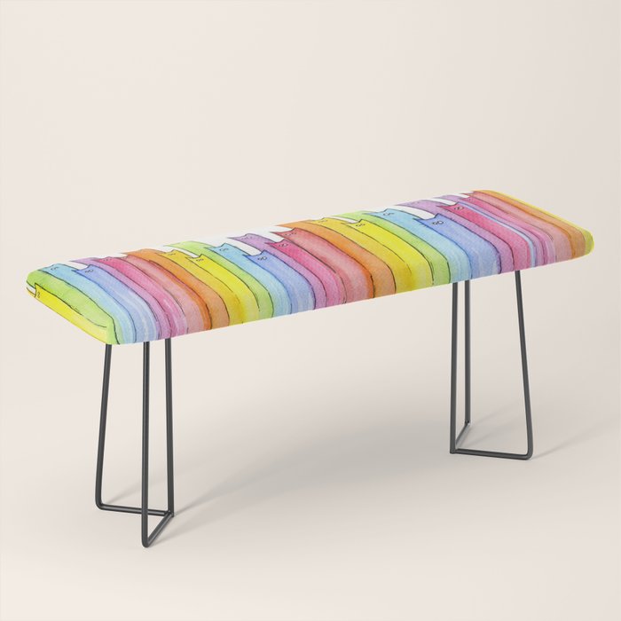 Rainbow of Cats Funny Whimsical Animals Bench Gallery Image 1