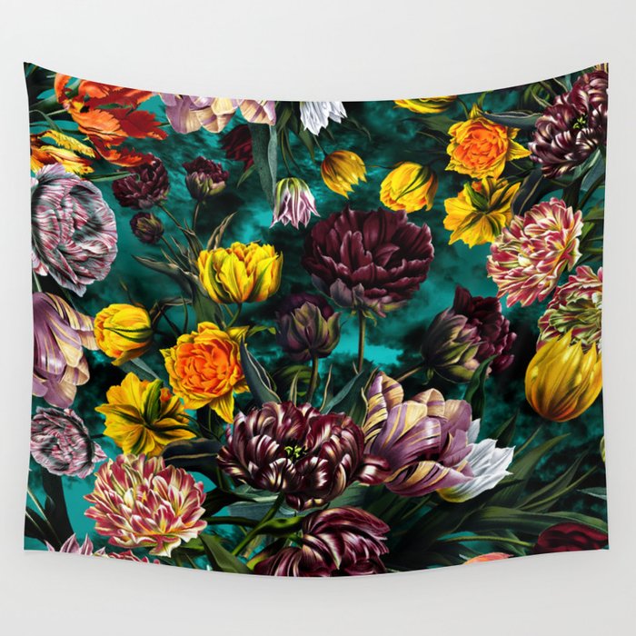Botanical Multicolor Garden Wall Tapestry Gallery Image 1