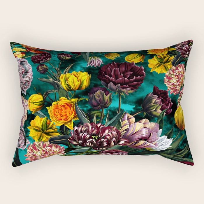 Botanical Multicolor Garden Rectangular Pillow Gallery Image 1