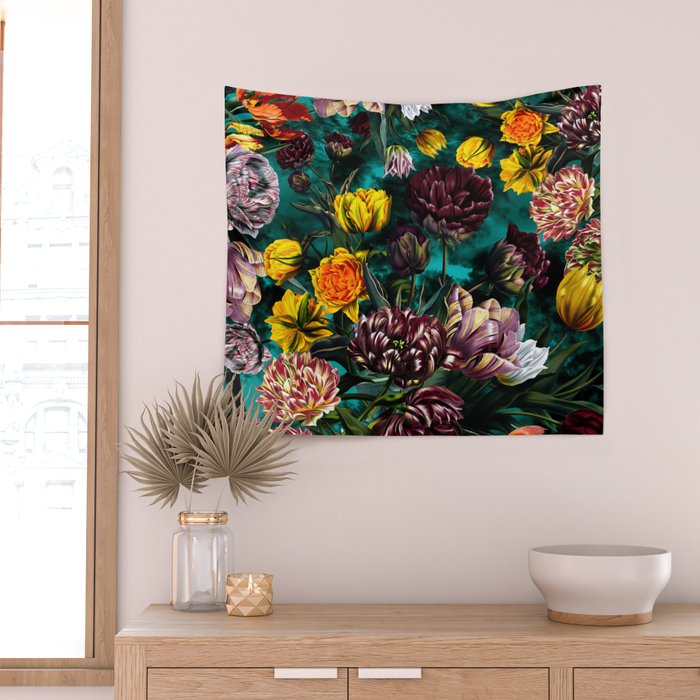 Botanical Multicolor Garden Wall Tapestry Gallery Image 2