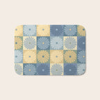 Retro Flowers Check Pattern VII Bath Mat Gallery Image 1