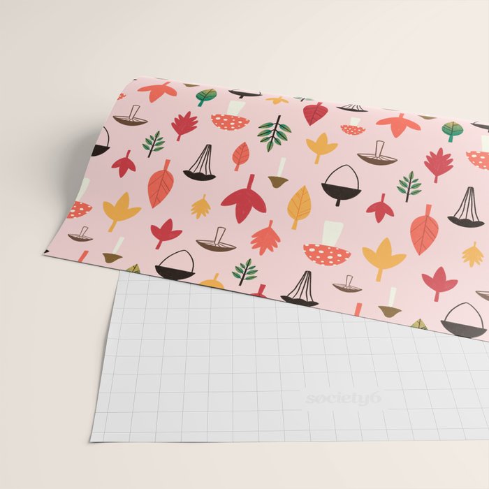 Foraged Mushrooms and Fall Acorns Wrapping Paper Gallery Image 2