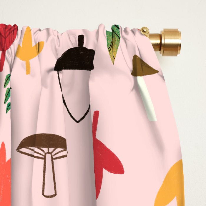 Foraged Mushrooms and Fall Acorns Window Curtain Gallery Image 2