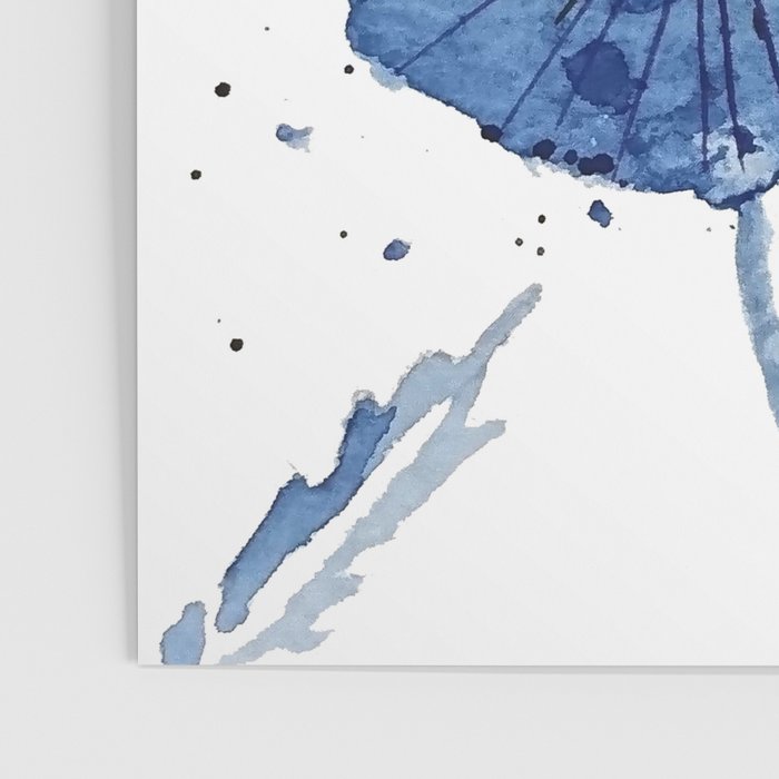four blue dandelions watercolor Poster Gallery Image 3