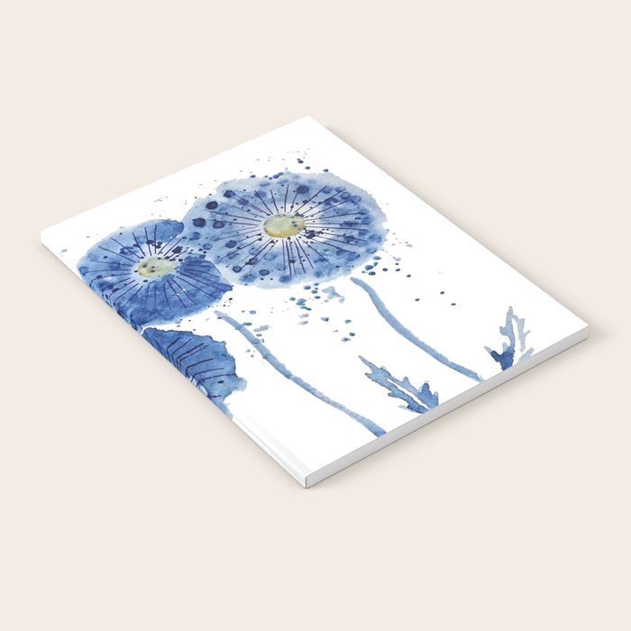 four blue dandelions watercolor Notebook Gallery Image 2