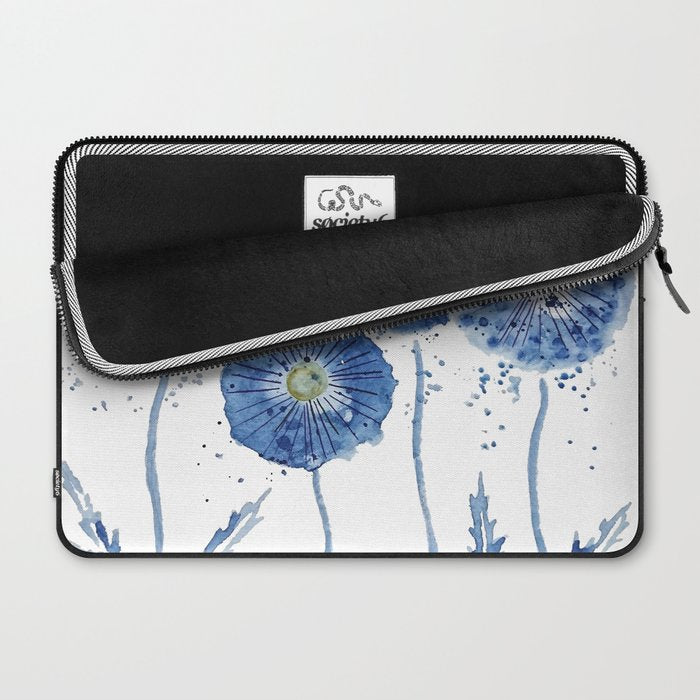 four blue dandelions watercolor Laptop Sleeve Gallery Image 2