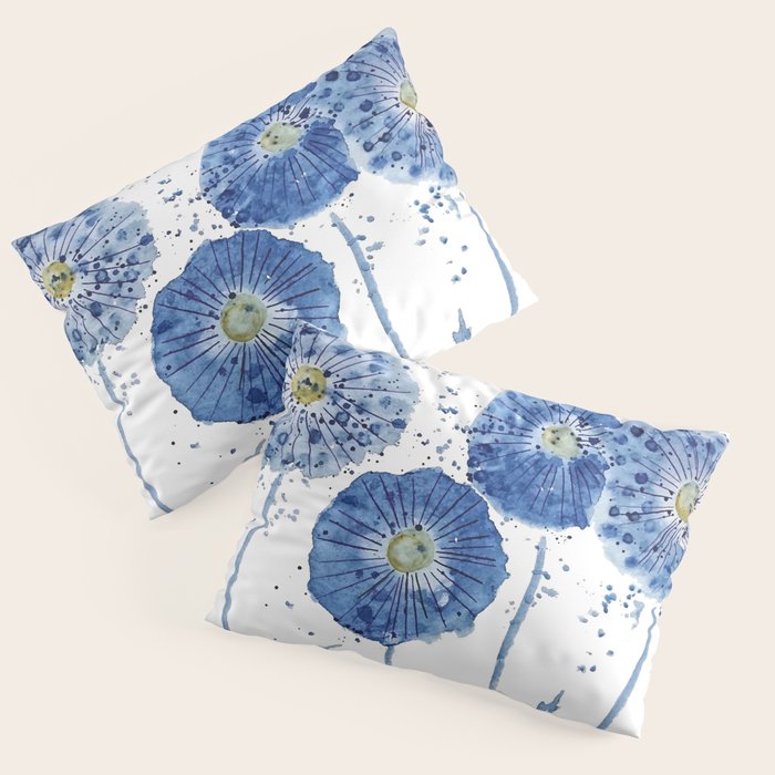 four blue dandelions watercolor Pillow Sham Gallery Image 1