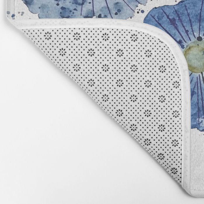 four blue dandelions watercolor Bath Mat Gallery Image 2