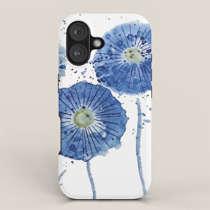 four blue dandelions watercolor iPhone Case Gallery Image 1