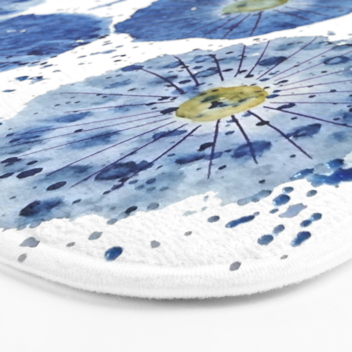 four blue dandelions watercolor Bath Mat Gallery Image 3