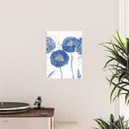 four blue dandelions watercolor Poster Gallery Image 2