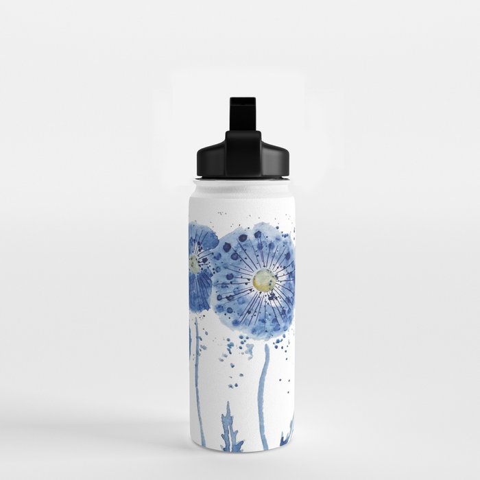 four blue dandelions watercolor Water Bottle Gallery Image 2