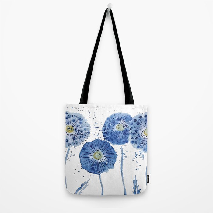 four blue dandelions watercolor Tote Bag Gallery Image 2