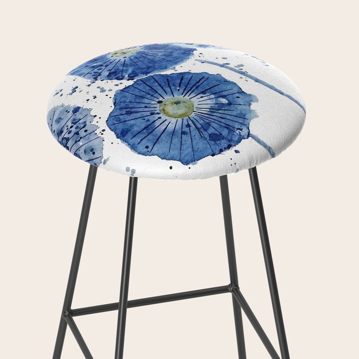 four blue dandelions watercolor Stool Gallery Image 2