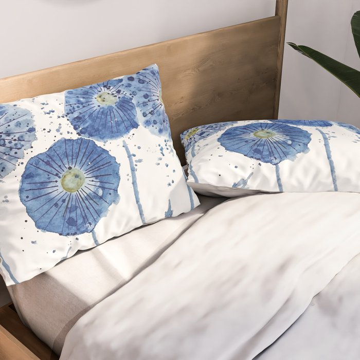 four blue dandelions watercolor Pillow Sham Gallery Image 2