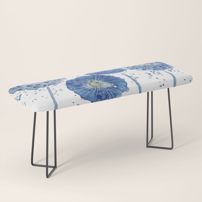 four blue dandelions watercolor Bench Gallery Image 1
