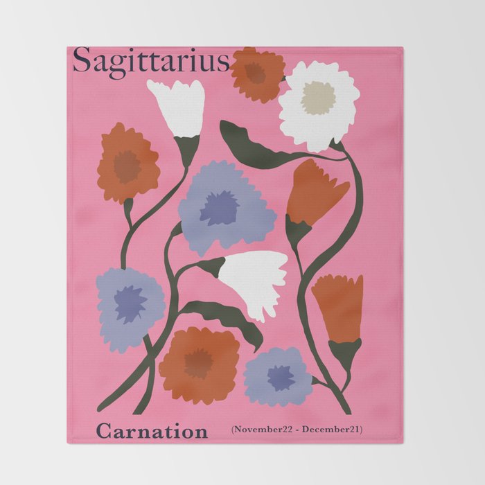 Sagittarius carnation Throw Blanket Gallery Image 2