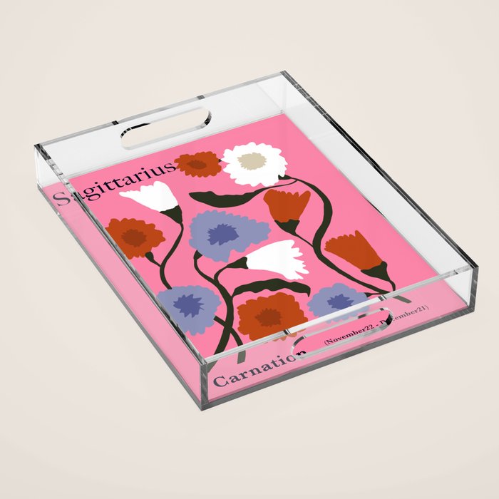 Sagittarius carnation Acrylic Tray Gallery Image 1