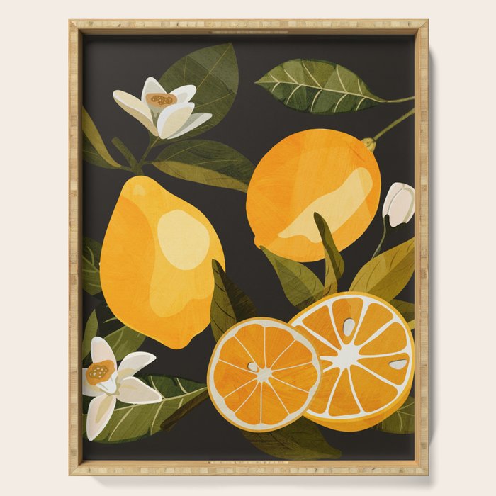 Lemons Botanical Art 1 Serving Tray Gallery Image 1
