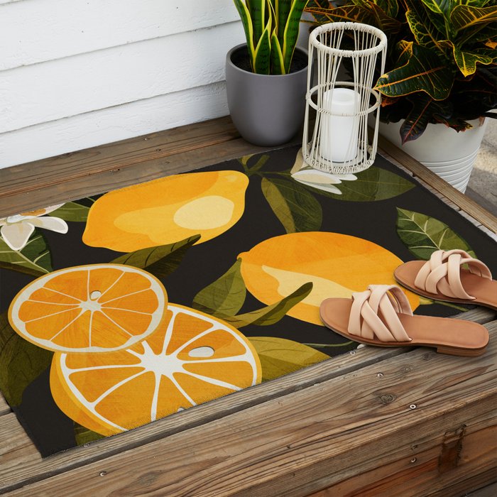 Lemons Botanical Art 1 Outdoor Rug Gallery Image 2
