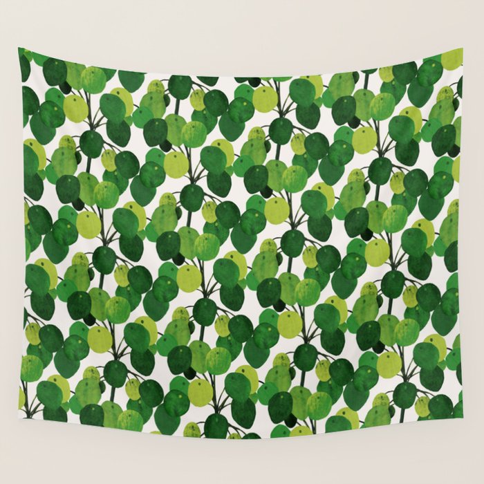 Pilea Peperomioides interior plant Wall Tapestry Gallery Image 4