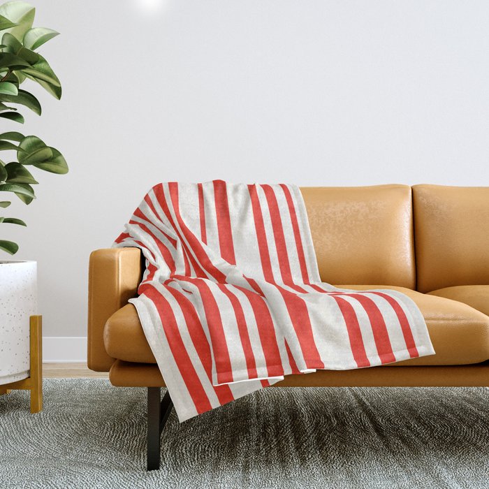 Classic Stripes I - Red & White Candy Cane Throw Blanket Gallery Image 1