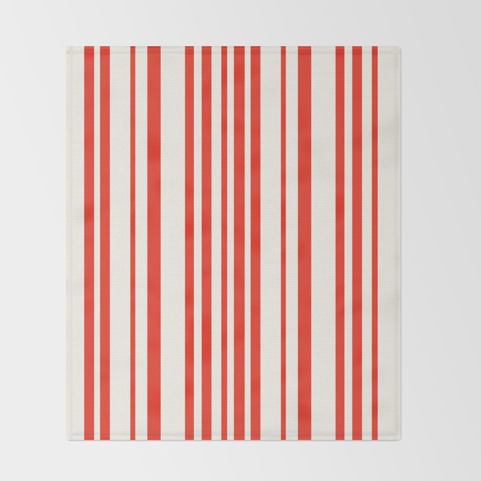 Classic Stripes I - Red & White Candy Cane Throw Blanket Gallery Image 2