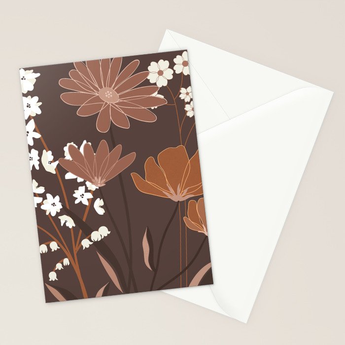 Floral Mocha 1 Stationery Card Gallery Image 2