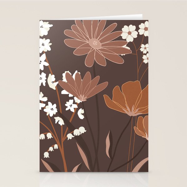 Floral Mocha 1 Stationery Card Gallery Image 2
