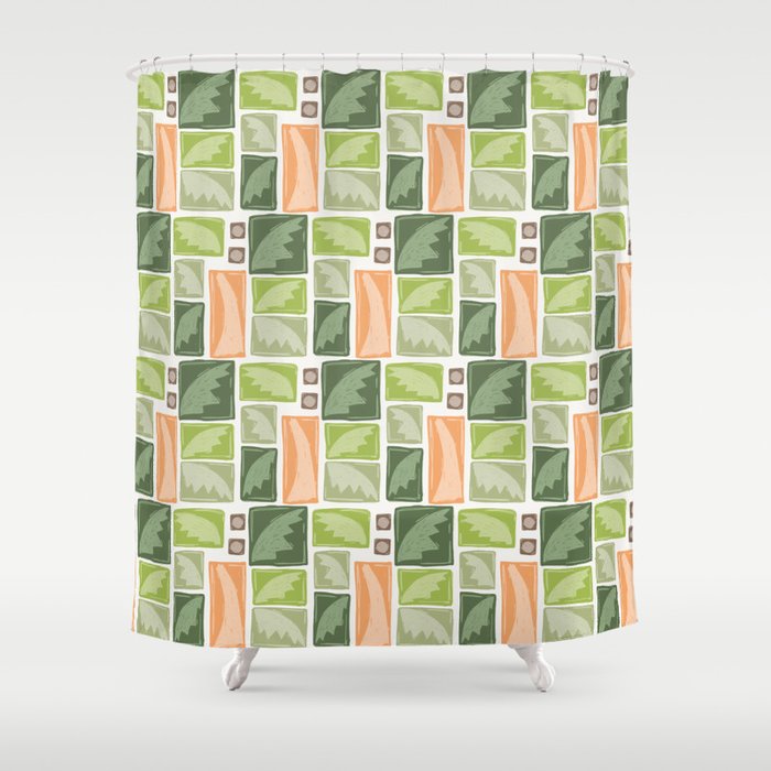 Palm Tree Block Print . Palm Springs Edit Shower Curtain Gallery Image 1