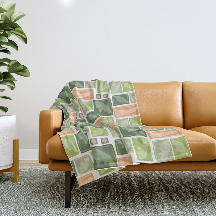 Palm Tree Block Print . Palm Springs Edit Throw Blanket Gallery Image 1