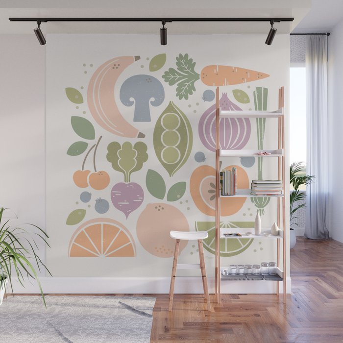 Fruits and Veggies 2025 Calendar Pastel Wall Mural Gallery Image 1