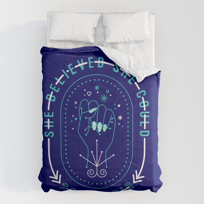 She Believed - Navy & Turquoise Palette Comforter Gallery Image 1