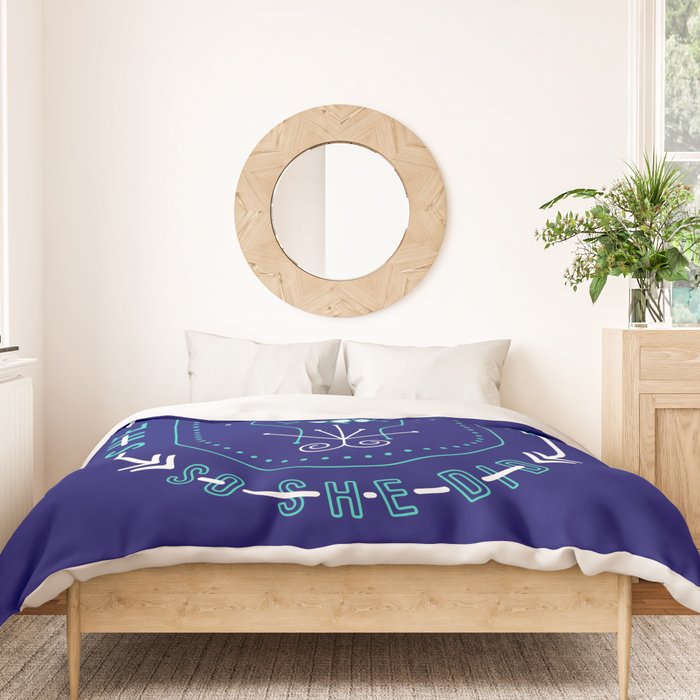 She Believed - Navy & Turquoise Palette Duvet Cover Gallery Image 3