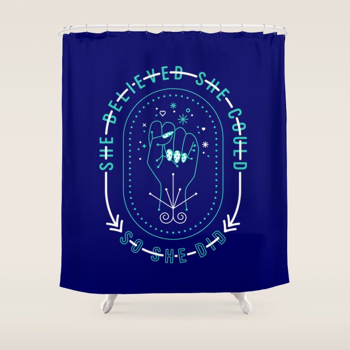 She Believed - Navy & Turquoise Palette Shower Curtain Gallery Image 1
