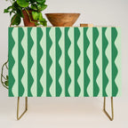 Retro Wavy Lines Pattern in Green Credenza Gallery Image 1