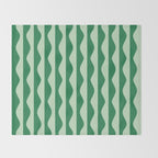 Retro Wavy Lines Pattern in Green Throw Blanket Gallery Image 2