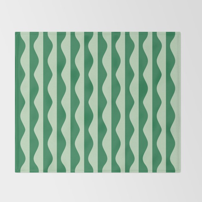 Retro Wavy Lines Pattern in Green Throw Blanket Gallery Image 2